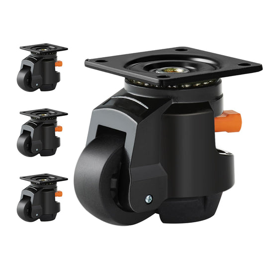 VEVOR Ruedas niveladoras, juego de 4, capacidad de carga total de 2200 libras, 2.5 pulgadas, resistente con diseño de mango mejorado, ruedas giratorias de 360 ​​grados, ruedas ajustables con pies para