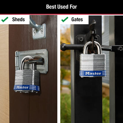 Master Lock - Candado con llave (1-9/16 pulgadas de ancho, grillete de 3/4 pulgadas), 3.8 cm, Plateado