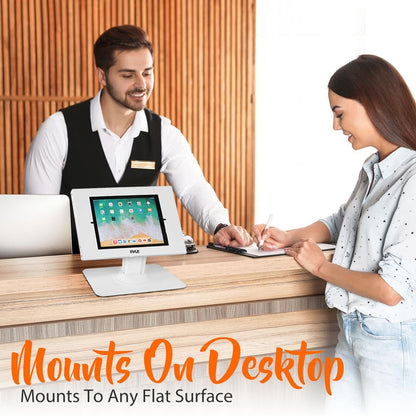 Pyle Soporte de Seguridad Antirrobo para Tableta, Montaje en Mesa para iPad y Tablet, Soporte Kiosco con Cerradura y Llave, Rotación de 90°, Inclinación de 75°, iPad, iPad Air, Pro, Galaxy