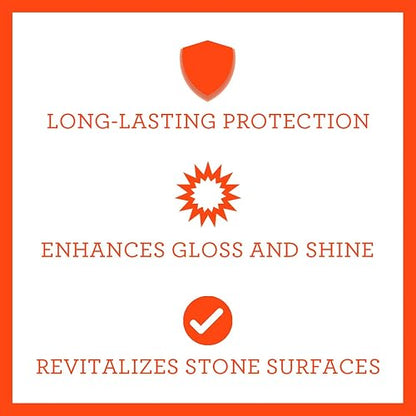 Granite Sealer & Protector - Best Stone Polish, Protectant & Care Product - Easy Maintenance for Clean Countertop Surface, Marble, Tile - No Streaks, Stains, Haze or Water Spots - 18 OZ - TriNova by T