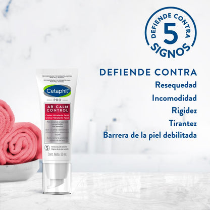Cetaphil Pro AR Calm Control Crema Facial Noche Piel Enrojecimiento 50 ml | Hidrata hasta 24 h, ayuda a reducir rojez, comezón e irritación y restaura barrera cutánea con ceramida NP y niacinamida B3+.