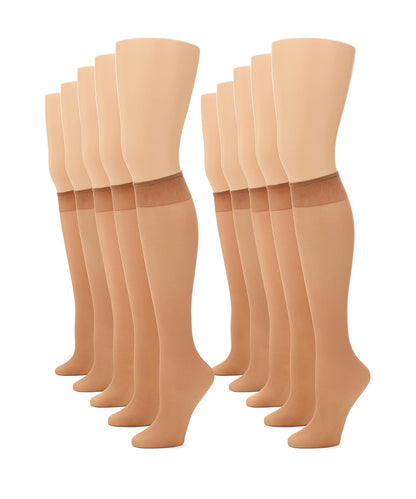 No Nonsense Medias hasta la Rodilla Paquete de 10 Pares - Talla única - Bronceado, paquete de 10 pares