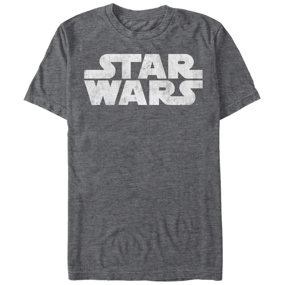 STAR WARS - Playera de Manga Corta con Logotipo más Simple para Hombre - XL - Gris Carbón jaspeado