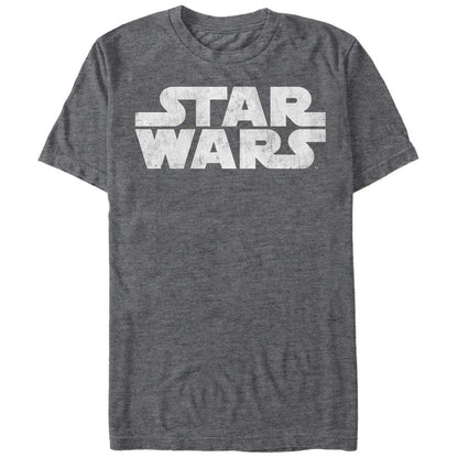 STAR WARS - Playera de Manga Corta con Logotipo más Simple para Hombre - XL - Gris Carbón jaspeado