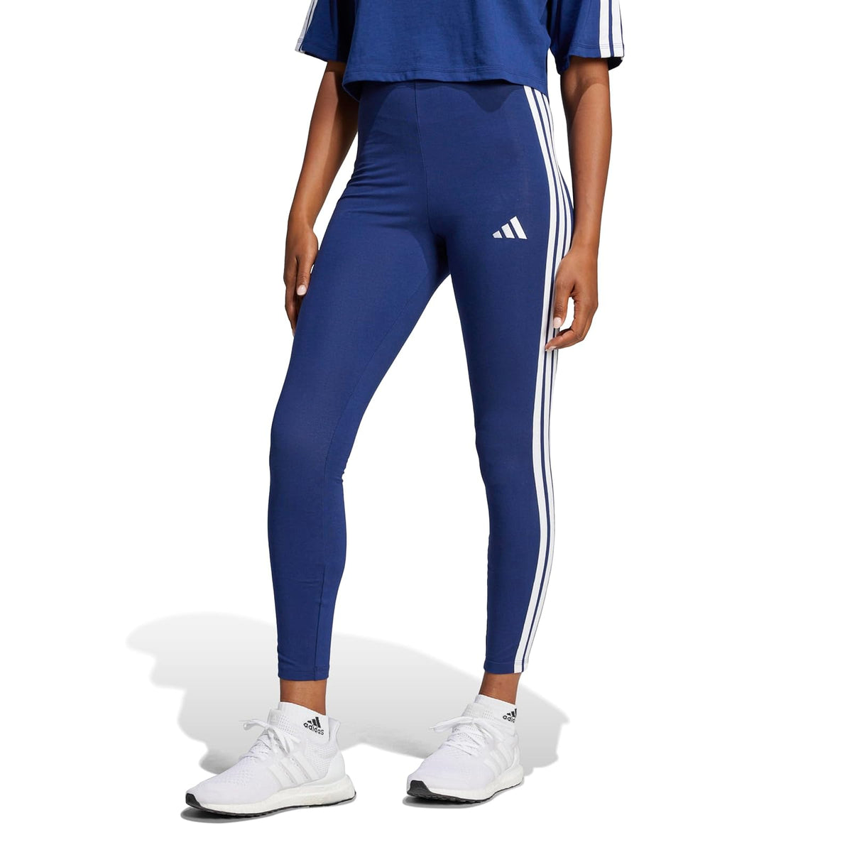 adidas Essentials Leggings de Algodón 3 Rayas Mujer - CH - Azul oscuro - Blanco