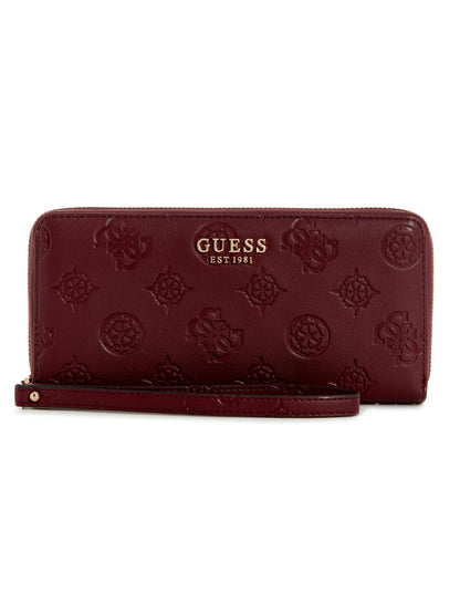 GUESS LAUREL II SLG LARGE ZIP AROUND Acoplamiento Mujer - 21 x 10 x 3 centímetros - VINO LOGO