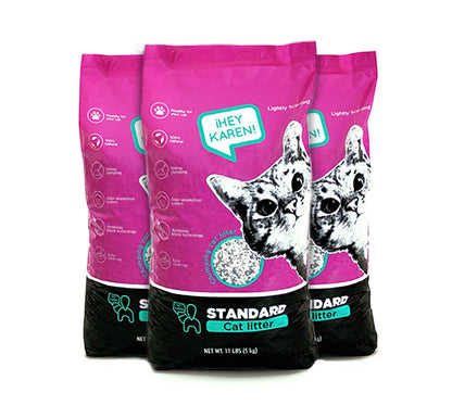 ¡Hey Karen! Arena para Gato 15 kg, Standard, Elimina olores al Contacto, Rápida Absorción, Baja en Polvo, Limpieza fácil, con Aroma | 3 Bolsas de 5kg c/u