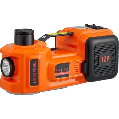 VEVOR Kit de Gato Hidráulico Eléctrico de 5T 12V Elevador Automático de Automóvil 155-450 mm Gato Elevador con Llave de Impacto Luz LED Inflador de Neumáticos para Carretera SUV Sedán o Cualquier Vehículo