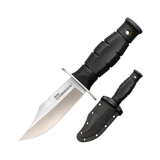 Mini cuchillo de acero frío con clip para cuello de piel, compacto, ligero, 8CR13MOV, hoja fija de acero para caza al aire última intervensión, 8.26 cm, mango ergonómico Kray-Ex, funda segura Ex