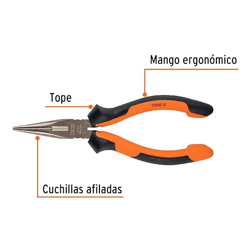 Truper Expert T203-6X, Pinzas de punta y corte Comfort Grip, 6"