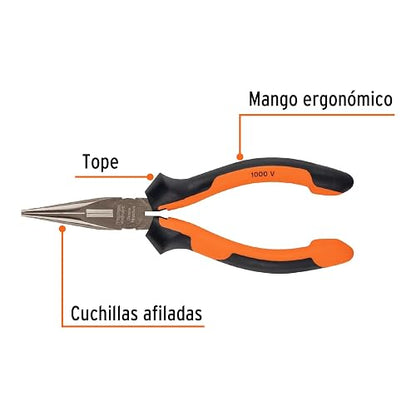 Truper Expert T203-6X, Pinzas de punta y corte Comfort Grip, 6"