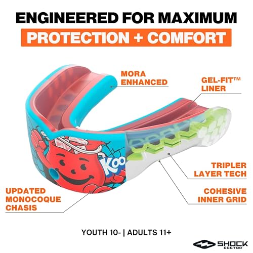 Shock Doctor Gel Max Power Protector Bucal, Protector Bucal Deportivo con Sabor