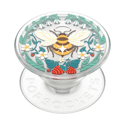 PopSockets Agarre para teléfono a Base de Plantas con Soporte expandible, PopSockets ecológicos para teléfono, Abeja translúcida Boho