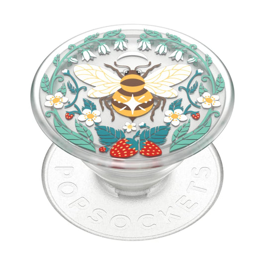 PopSockets Agarre para teléfono a Base de Plantas con Soporte expandible, PopSockets ecológicos para teléfono, Abeja translúcida Boho