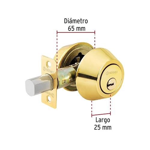 Hermex CERO-12, Cerrojo llave-llave, cilindro de latón, latón brillante