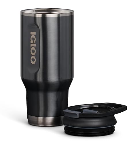 Igloo - Vaso de Acero Inoxidable de 946 ml, Flip 'n' Sip, carbonita