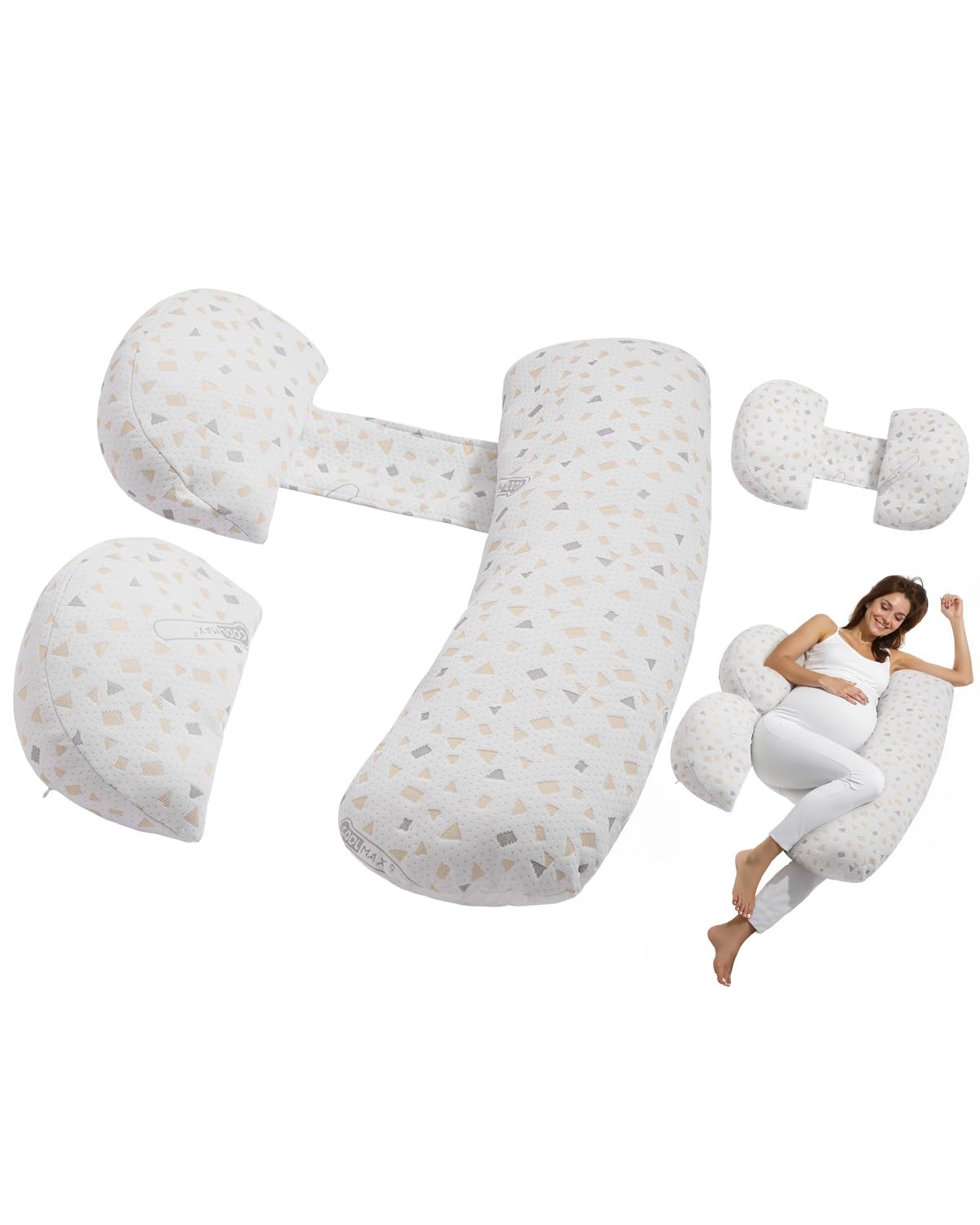 VEVOR - Almohadas de Embarazo para Dormir, Almohada de Maternidad Ajustable para Mujeres Embarazadas, Almohada Corporal Suave para Embarazo con Funda extraíble y Lavable para Soporte de Espalda