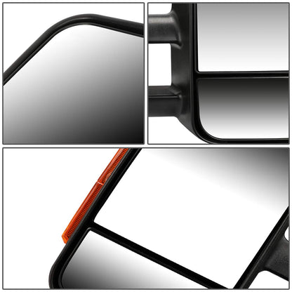 DNA Motoring Par de Espejos de Remolque con Ajuste Manual y Luz de Giro, Negro/Ámbar, TWM-001-T666-BK-AM [Silverado/Sierra 99-06]