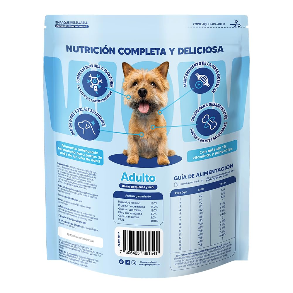 Apawpacho Alimento para Perros Adultos Razas Pequeñas y Mini, 4 kg.