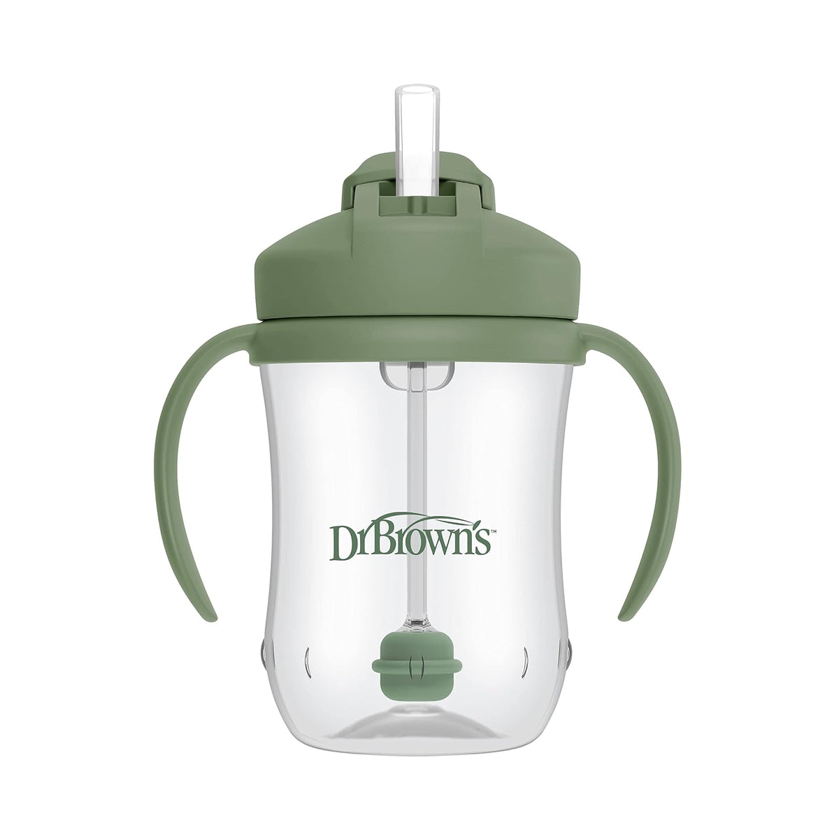 Dr. Brown'S- Vaso de Entrenamiento con Popote con Peso Milestones Baby's First, 9 oz/270 ml, Verde Oliva, sin BPA, 6 Meses en adelante