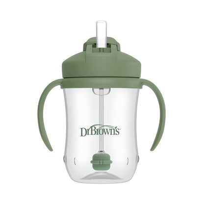 Dr. Brown'S- Vaso de Entrenamiento con Popote con Peso Milestones Baby's First, 9 oz/270 ml, Verde Oliva, sin BPA, 6 Meses en adelante