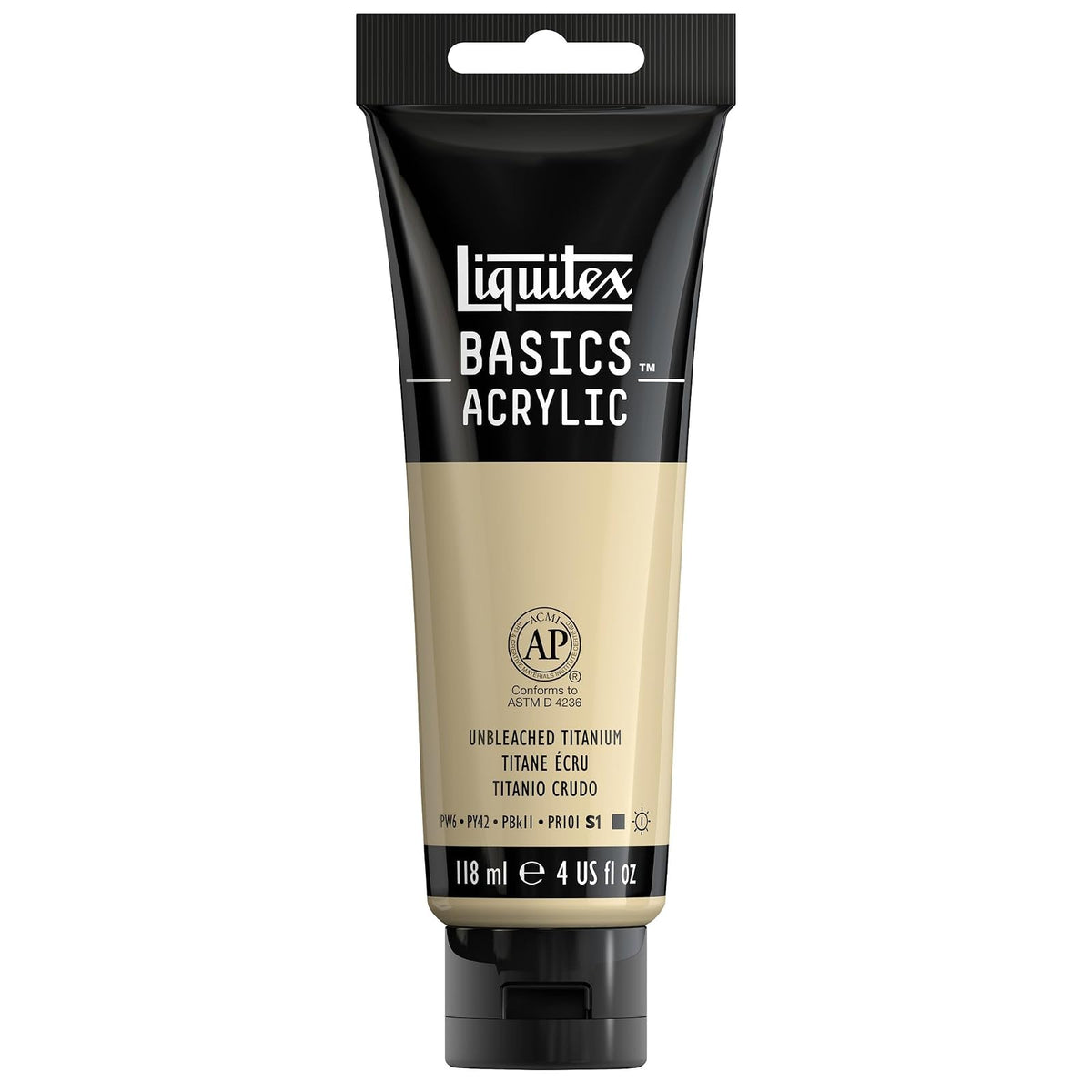 Liquitex Basics Pintura Acrílica, Tubo de 4 oz - Beige (Unbleached Titanium 434) - Tubo de 4 oz