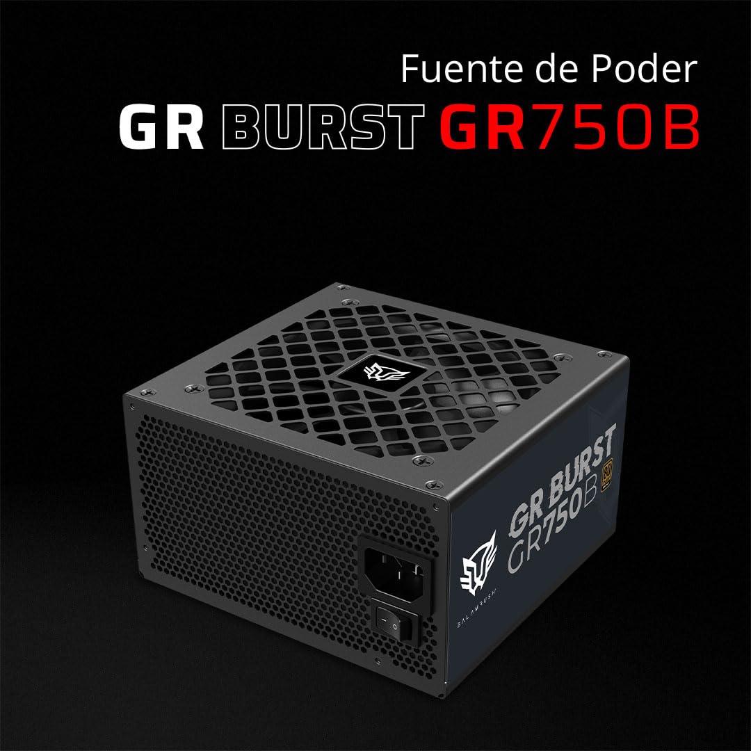 Balam Rush GR Burst Fuente de Poder ATX 750W, 80 Plus Bronze, No Modular, 1 ATX, 1 CPU, 2X PCI-E, 4X SATA, 2X MOLEX, 1xFloppy, Legend Negro