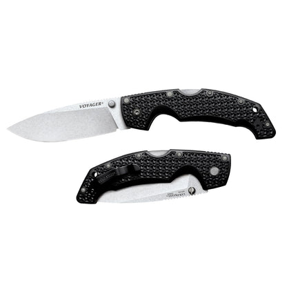 Cold Steel Voyager AUS10A AUS10A - Cuchilla afilada de 13,2 cm, mango Griv-Ex, para llevar diario, cuchillo plegable táctico con bloqueo de triple anuncios