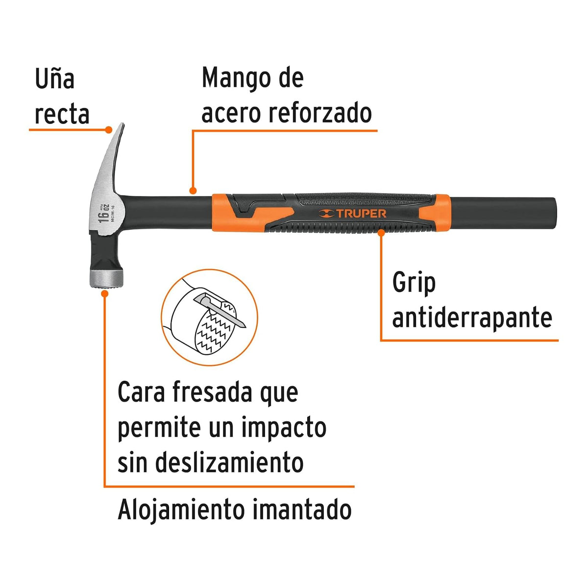 Truper MCIM-16 Martillo para cimbra, 16 oz, color, pack of/paquete de 1