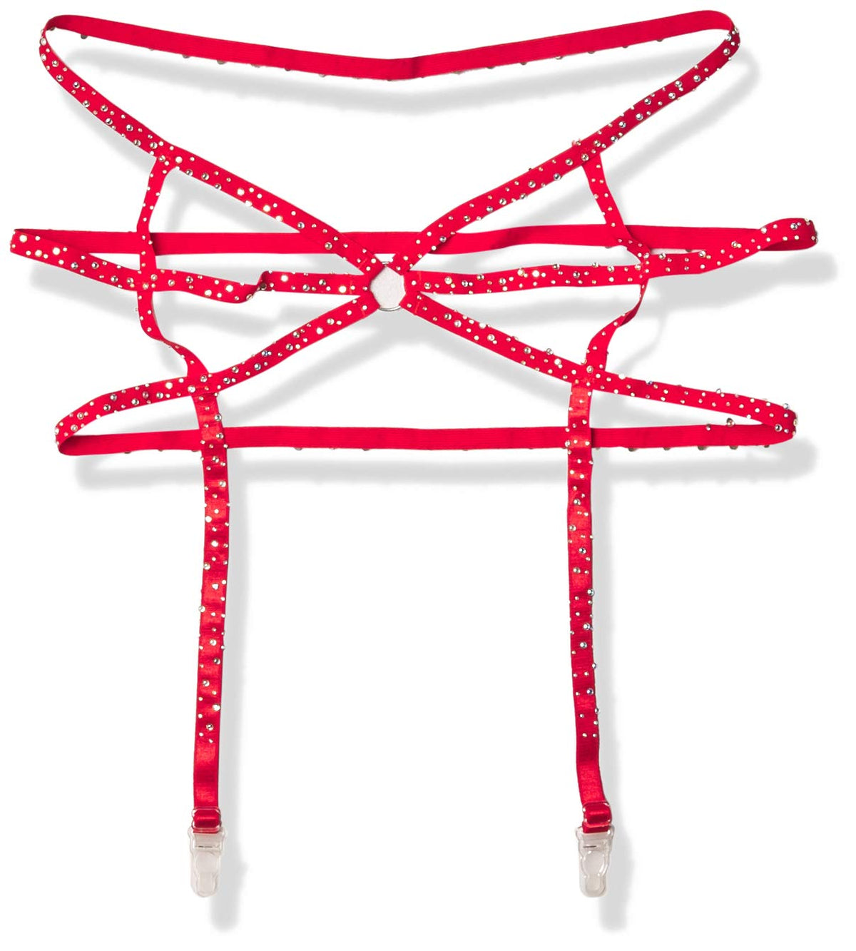Leg Avenue Strappy Elastic Rhinestone Garter Belt Disfraces de tamaño adultoMujer