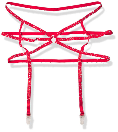 Leg Avenue Strappy Elastic Rhinestone Garter Belt Disfraces de tamaño adultoMujer