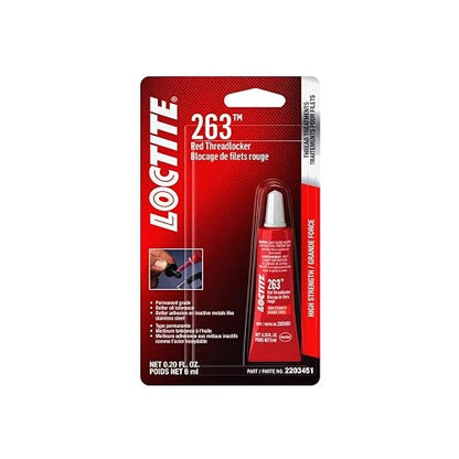 LOCTITE 263 - Bloqueo de Rosca automotriz Rojo - Bloqueo de Rosca de Alta Resistencia, Aplicaciones de Uso General, tolerante al Aceite, Fluorescente, 6 ml, 1 Paquete