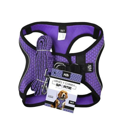 Fancy Pets Set Arnés y Correa Sportie para Perro - Intermedio - Violeta