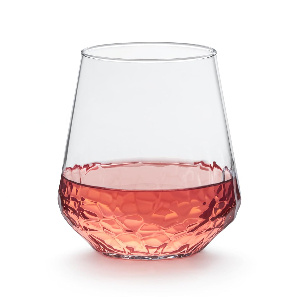 Libbey Juego de 8 Vasos para vino de vidrio Hammered Base, 524 ml