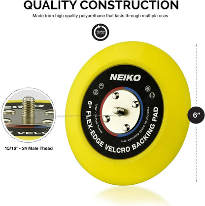 Neiko 30267A Almohadilla de respaldo de poliuretano flexible con gancho y bucle para lijadora DA | 15,2 cm, 10,000 RPM, 5/16 "-24 roscas