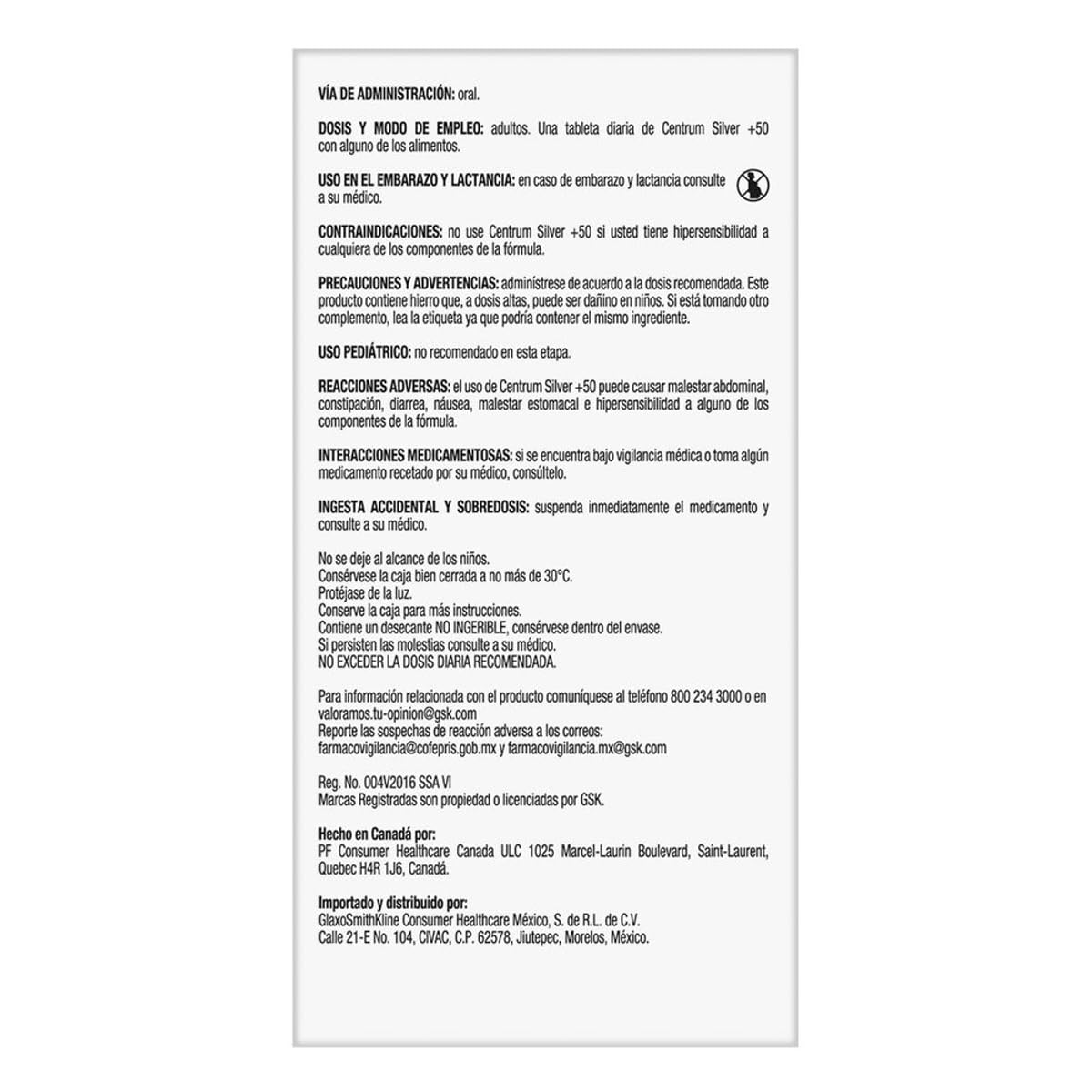 Centrum Multivitamínico Silver +50 con Magnesio, Vitamina C, Calcio, Potasio y Zinc, 60 Tabletas