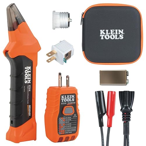 KLEIN TOOLS ET310KIT | Kit Cortacircuitos Digital | GFCI | Cables Y Estuche | Encuentra cortacircuitos y revisa tomas GFCI con un kit completo que incluye probador, cables, adaptadores y estuche.