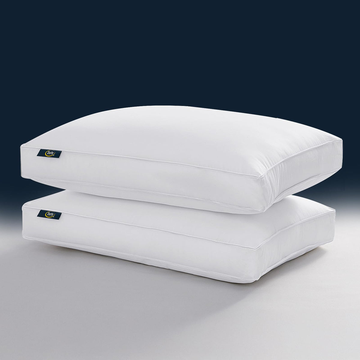Serta Hotel Collection - Juego de 2 Almohadas de Plumas de Ganso Blanco, 100% algodón, tamaño King, 2 Unidades