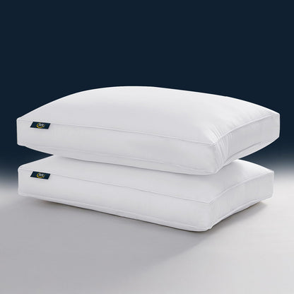 Serta Hotel Collection - Juego de 2 Almohadas de Plumas de Ganso Blanco, 100% algodón, tamaño King, 2 Unidades