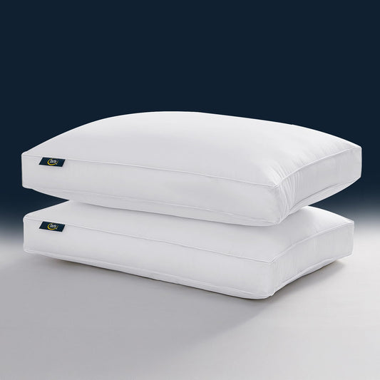 Serta Hotel Collection - Juego de 2 Almohadas de Plumas de Ganso Blanco, 100% algodón, tamaño King, 2 Unidades