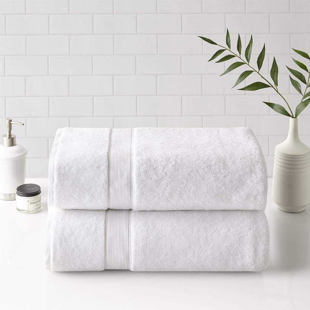 Madison Park - Juego de Toallas de baño de Lujo de 800 g/m², 100% algodón, Altamente absorbentes, Secado rápido, Calidad de Hotel y SPA para baño, 34 x 68 Pulgadas, Color Blanco, 2 Piezas