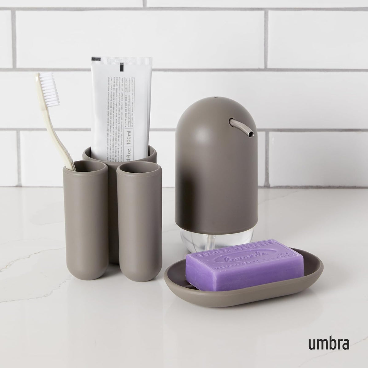 Umbra | Jabonera Touch, Diseño Minimalista, Color Gris