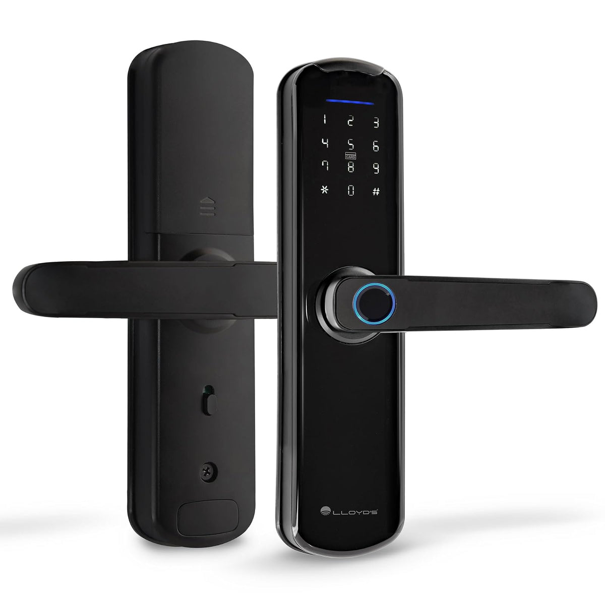 Lloyd's LC-1298 - Cerradura Inteligente Wifi, Para Puertas con Grosor de 3.8 cm - 8 cm, 5 Métodos de Apertura, Teclado con Luz, Negro