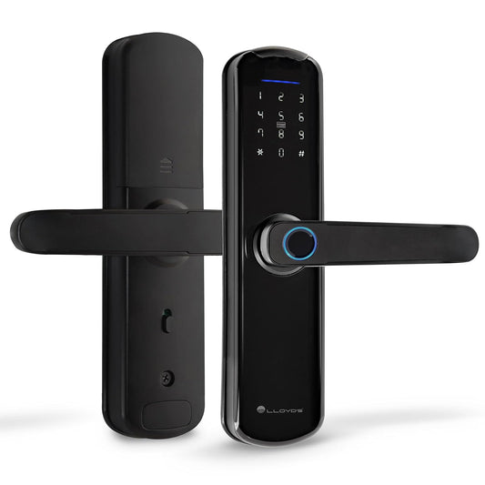 Lloyd's LC-1298 - Cerradura Inteligente Wifi, Para Puertas con Grosor de 3.8 cm - 8 cm, 5 Métodos de Apertura, Teclado con Luz, Negro