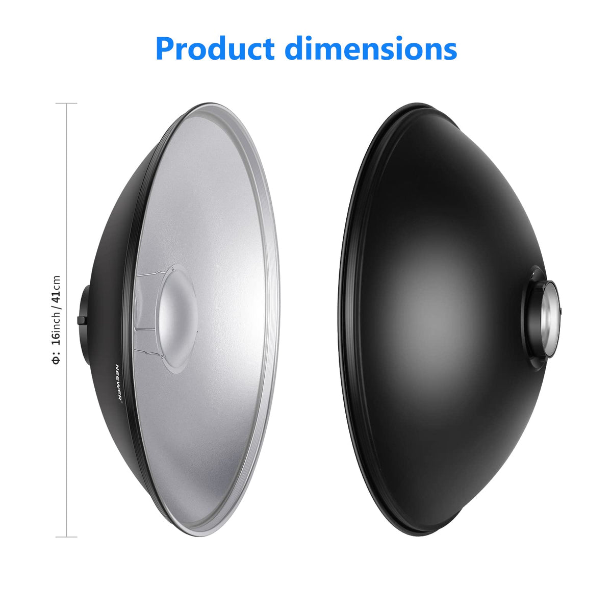 NEEWER 16"/41cm Aluminio Standard Reflector Beauty Dish | Con Blanco Difusor Sock, para Bowens Montura Studio Flash de Estudio Light, NEEWER Vision 4 ML300 S101-300W S101-400W Etc