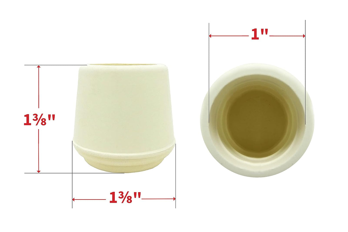 Shepherd Hardware Puntas de goma para patas, 1 blanco, paquete de 24, 2.54cm (1''), Blancuzco