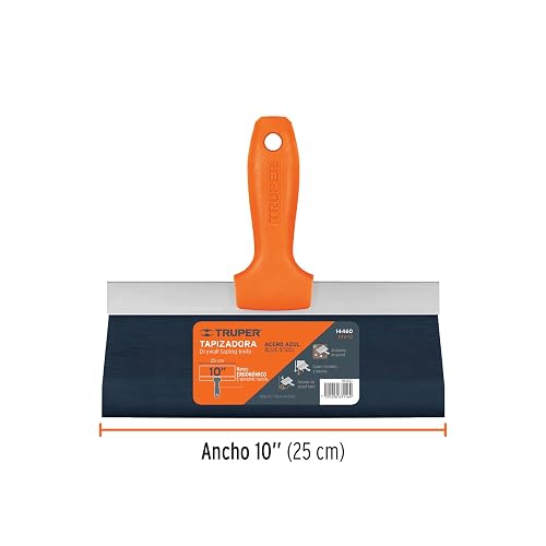 Truper ETA-10, Espátula tapizadora, hoja flexible fabricada en acero al alto carbono, 10"