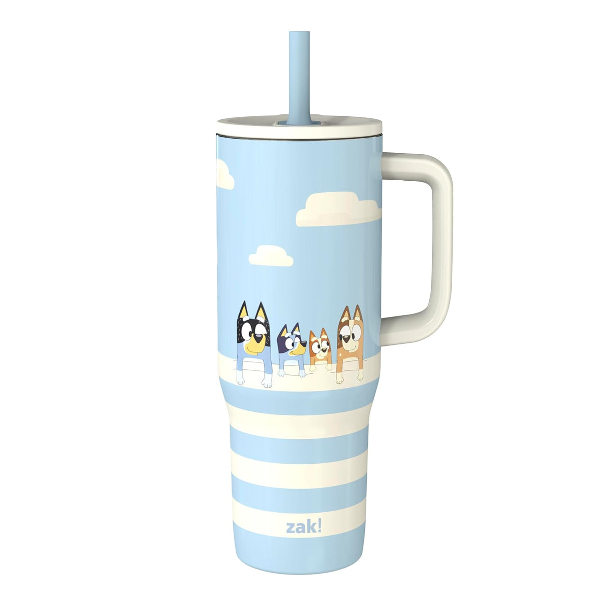 Zak Designs Vaso de Viaje Aislado con Popote, Acero Inoxidable, 30 oz - Azul