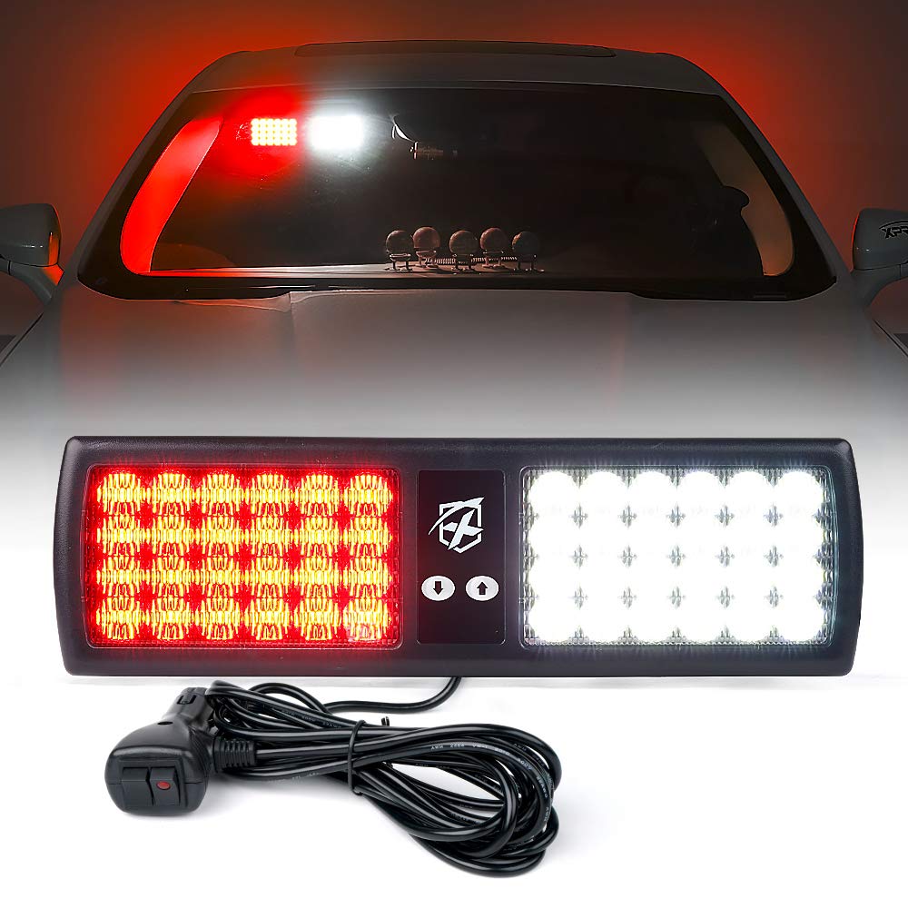 Xprite Luces Estroboscópicas para Visera de Vehículo, 48 LED - Blanco&rojo