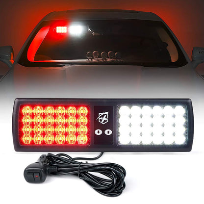 Xprite Luces Estroboscópicas para Visera de Vehículo, 48 LED - Blanco&rojo